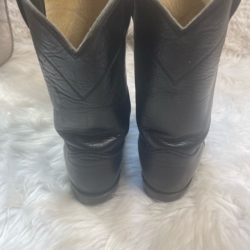 Vintage Justin Classic Black Roper USA Style 3133 Cowboy Boots Mens Size 8 - Picture 6 of 15